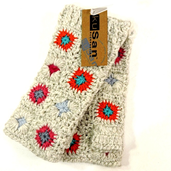 KUSAN ⚜ WOMEN'S 100% WOOL WINTER OPEN FINGERS MITTENS - Picture 2 of 3